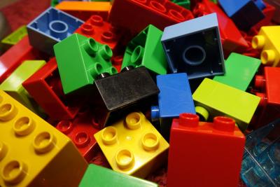 Colourful legos to be assembled